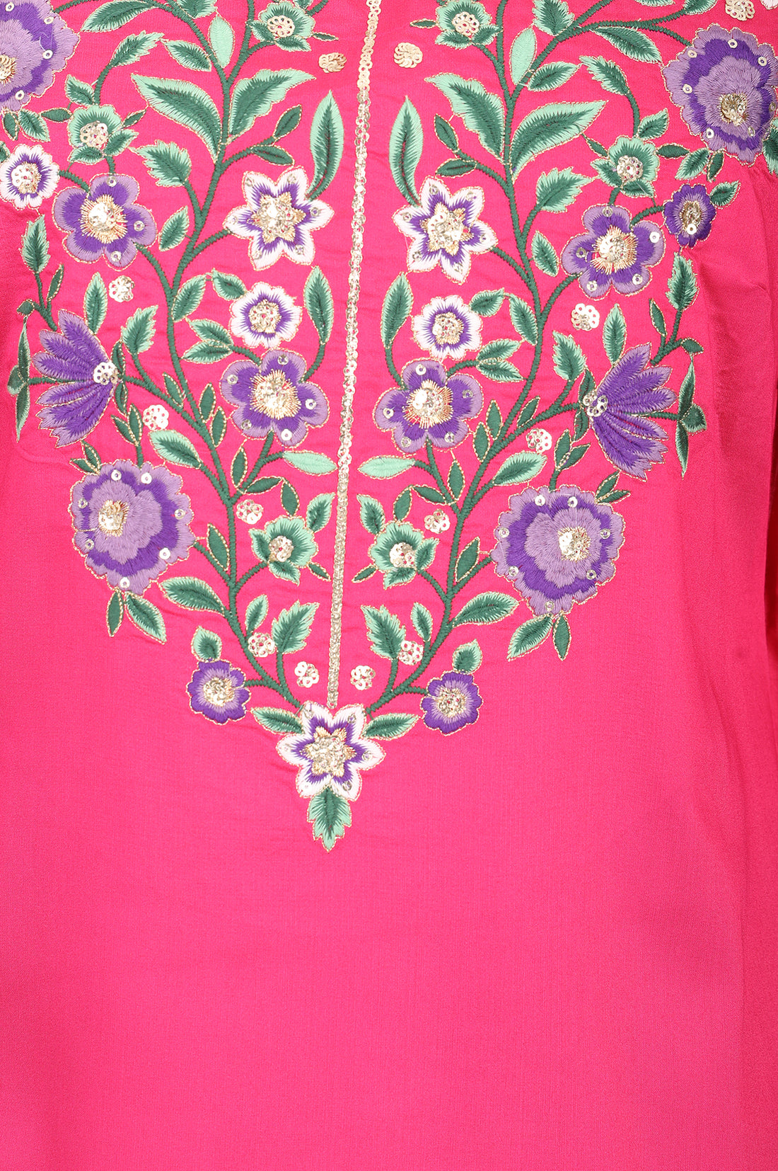 Fuchsia Embroidered Straight Kurta