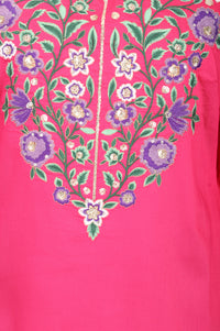 Fuchsia Embroidered Straight Kurta