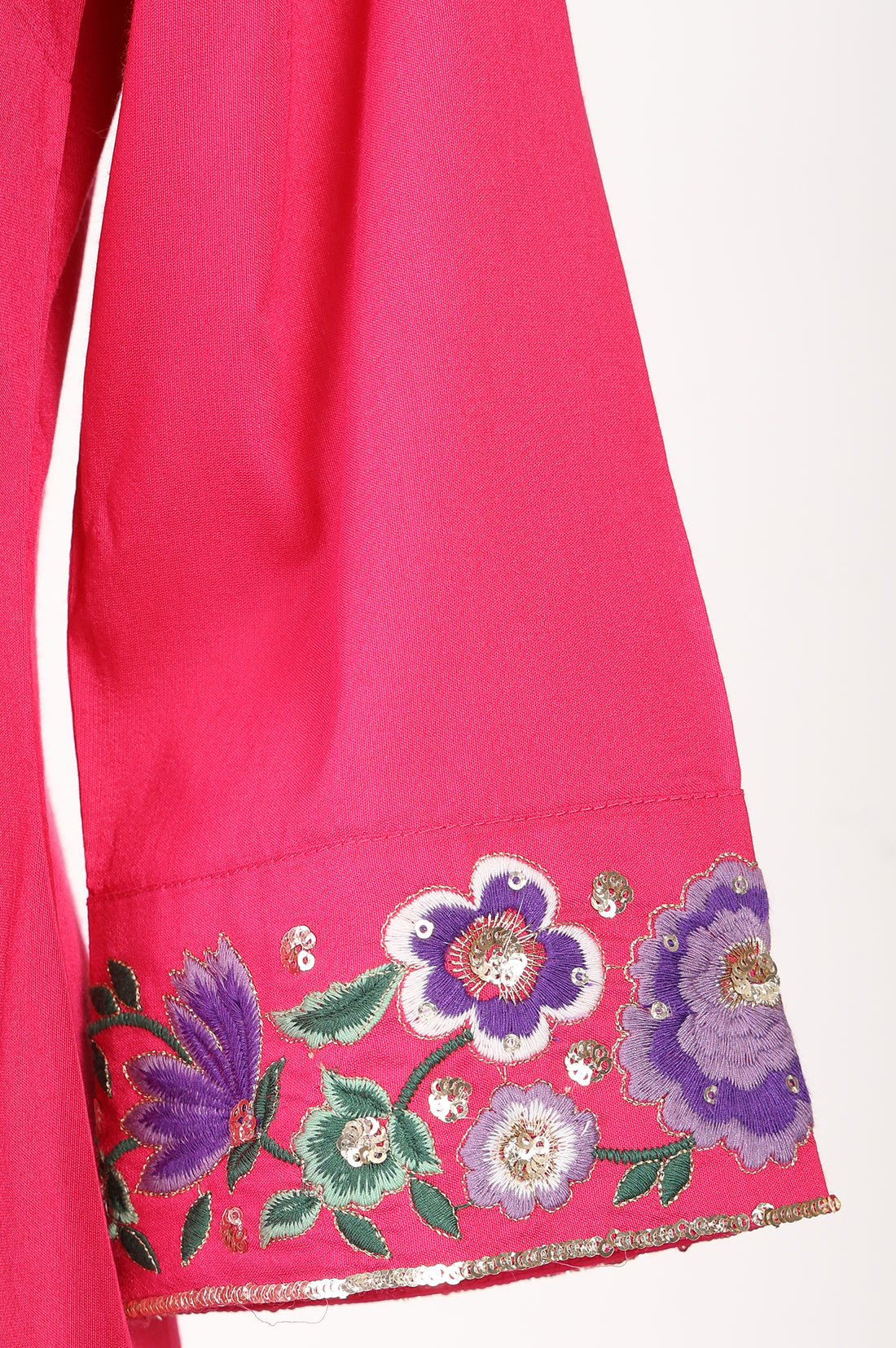 Fuchsia Embroidered Straight Kurta