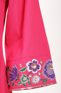 Fuchsia Embroidered Straight Kurta