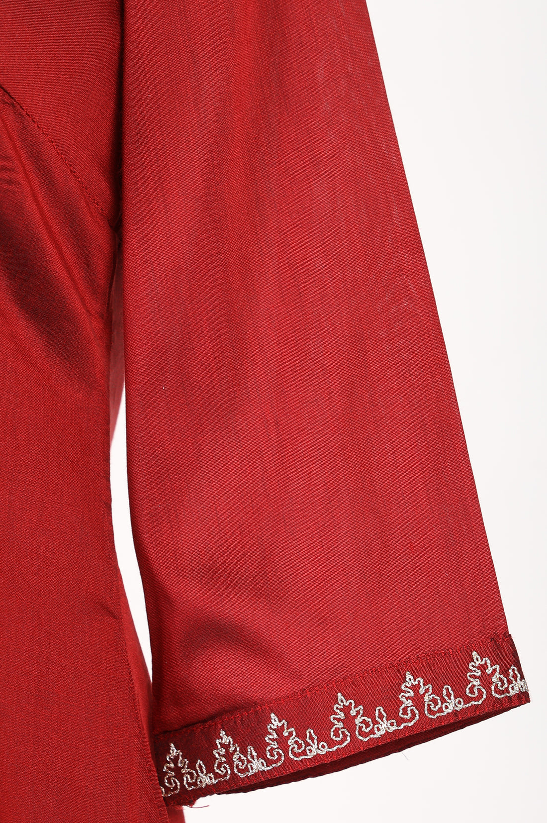 Maroon Embroidered Yarn Dyed Straight Kurta