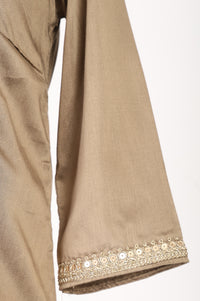 Beige Embroidered Straight Kurta