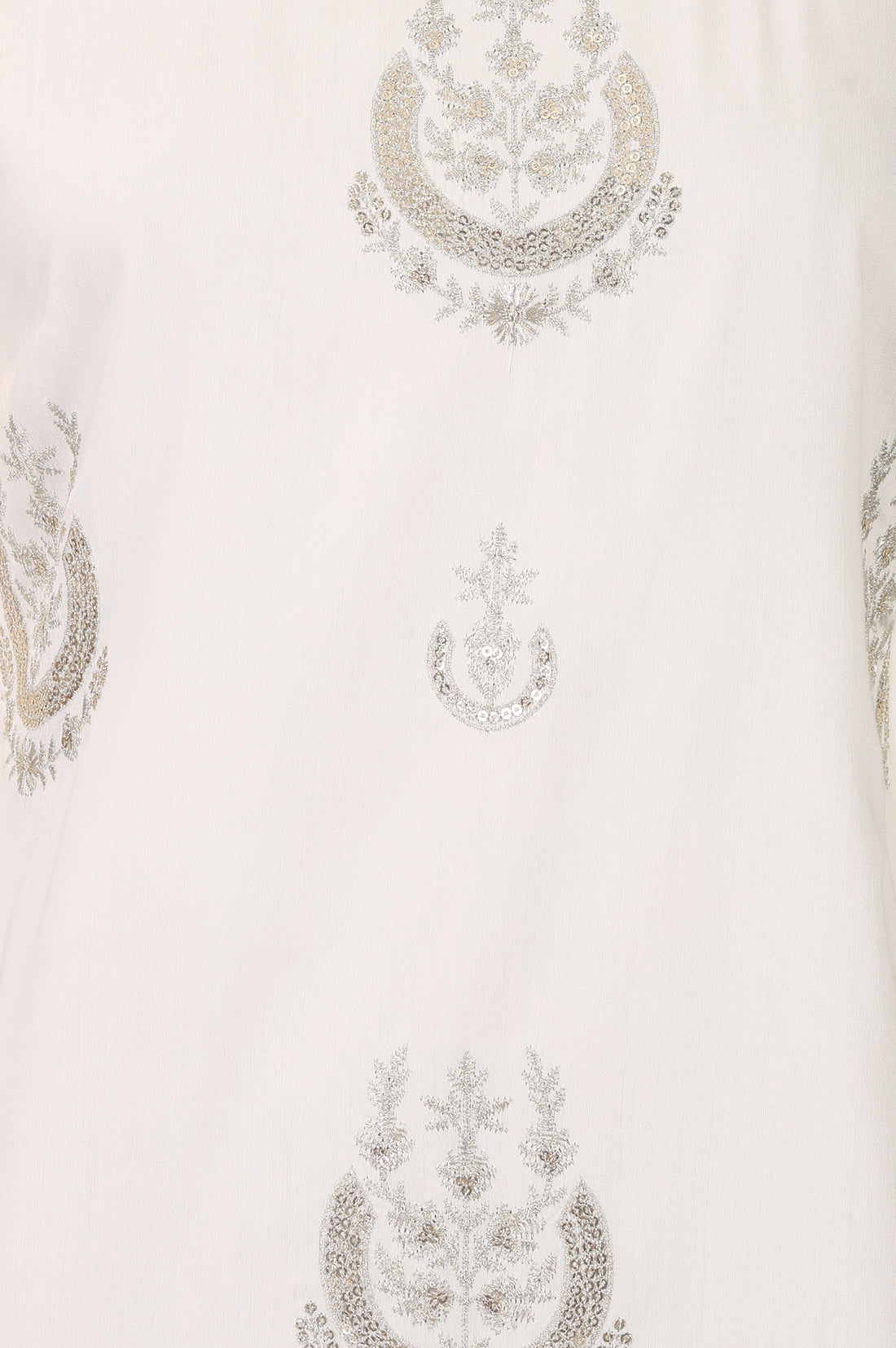 Off White Embroidered Straight Kurta