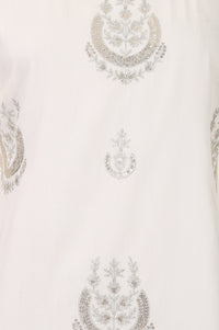 Off White Embroidered Straight Kurta