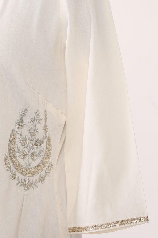 Off White Embroidered Straight Kurta