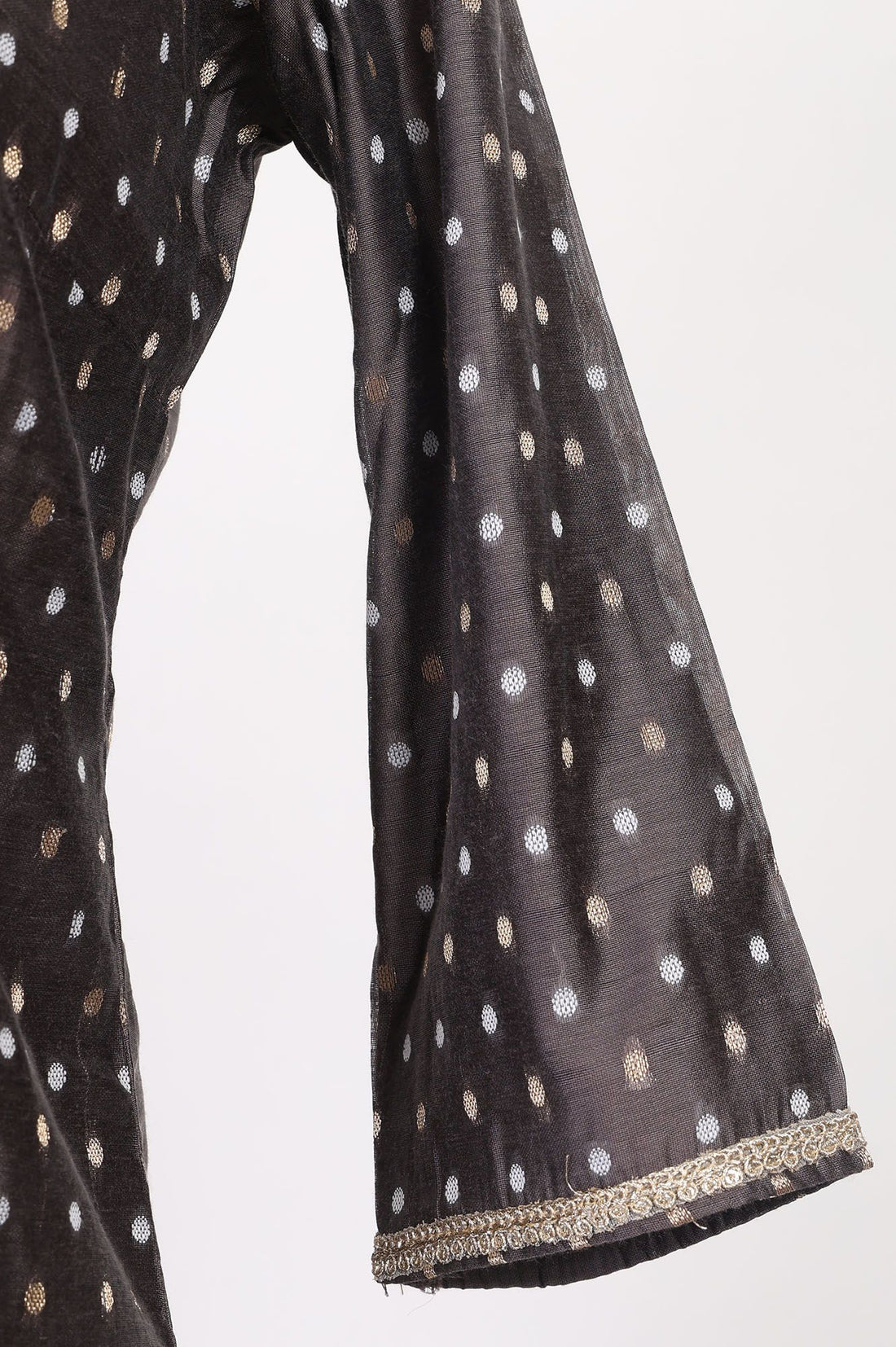 Grey Yarn Dyed Zari Embroidered Chanderi Straight Kurta