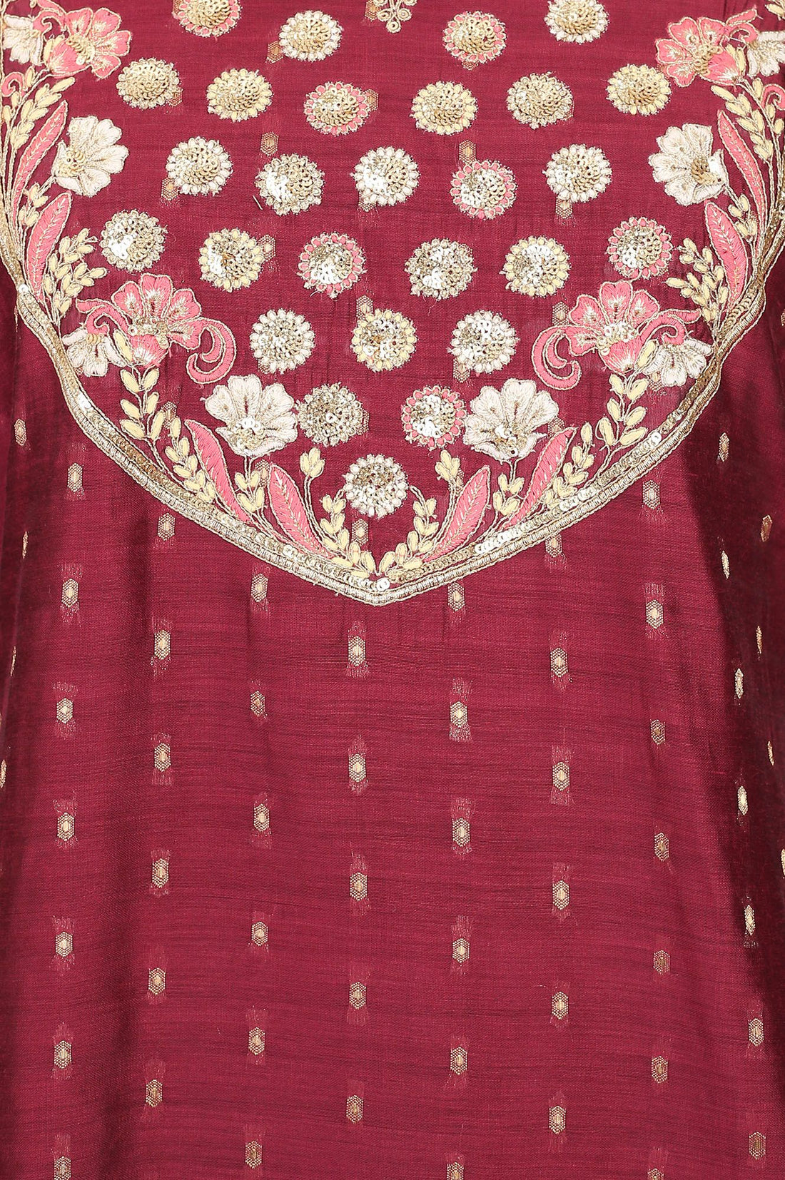 Purple Yarn Dyed Zari Embroidered Chanderi Buta Straight Kurta