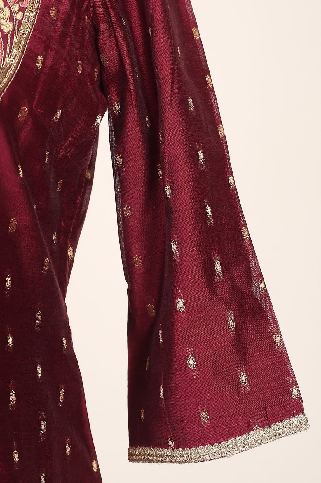 Purple Yarn Dyed Zari Embroidered Chanderi Buta Straight Kurta