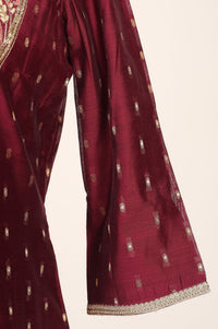 Purple Yarn Dyed Zari Embroidered Chanderi Buta Straight Kurta
