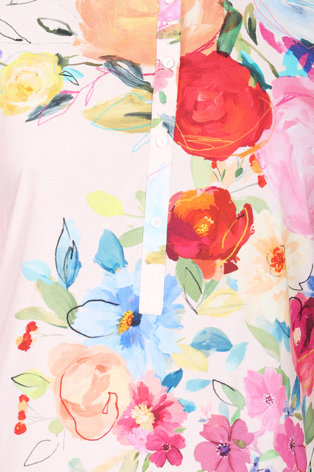 Pink Floral Printed Rayon Straight Kurta