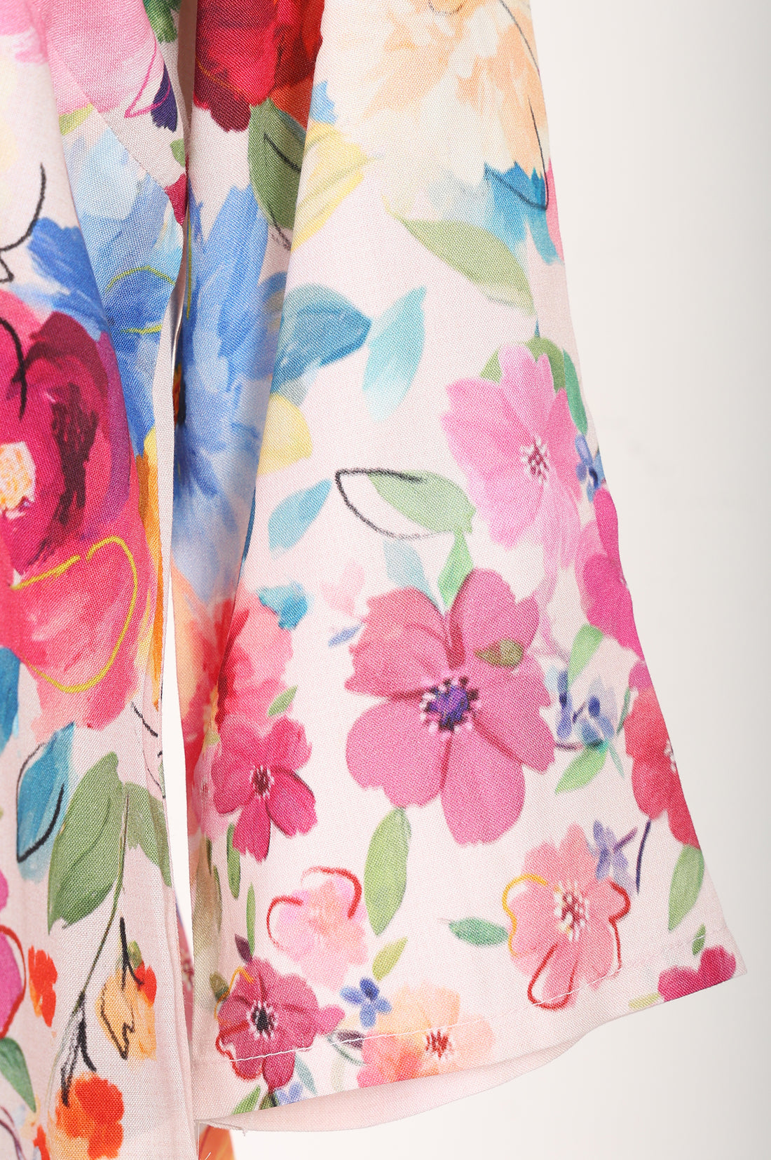 Pink Floral Printed Rayon Straight Kurta