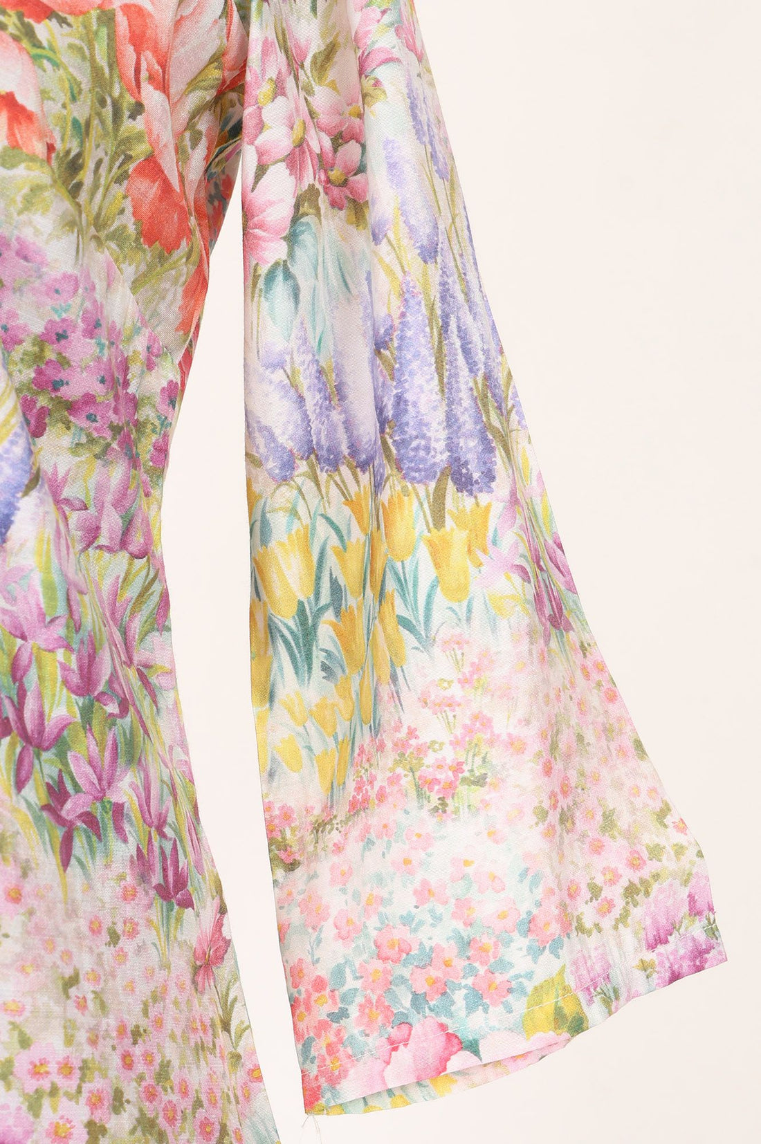 White Floral Printed Chanderi Straight Kurta