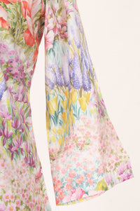 White Floral Printed Chanderi Straight Kurta