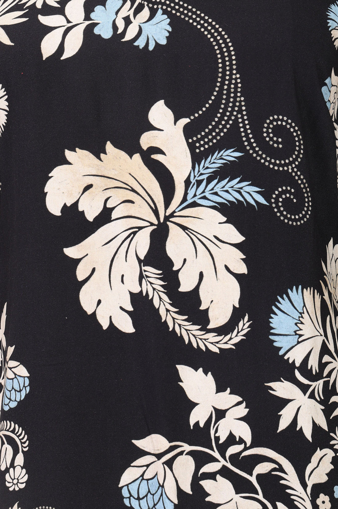Black Floral Printed Rayon Straight Kurta