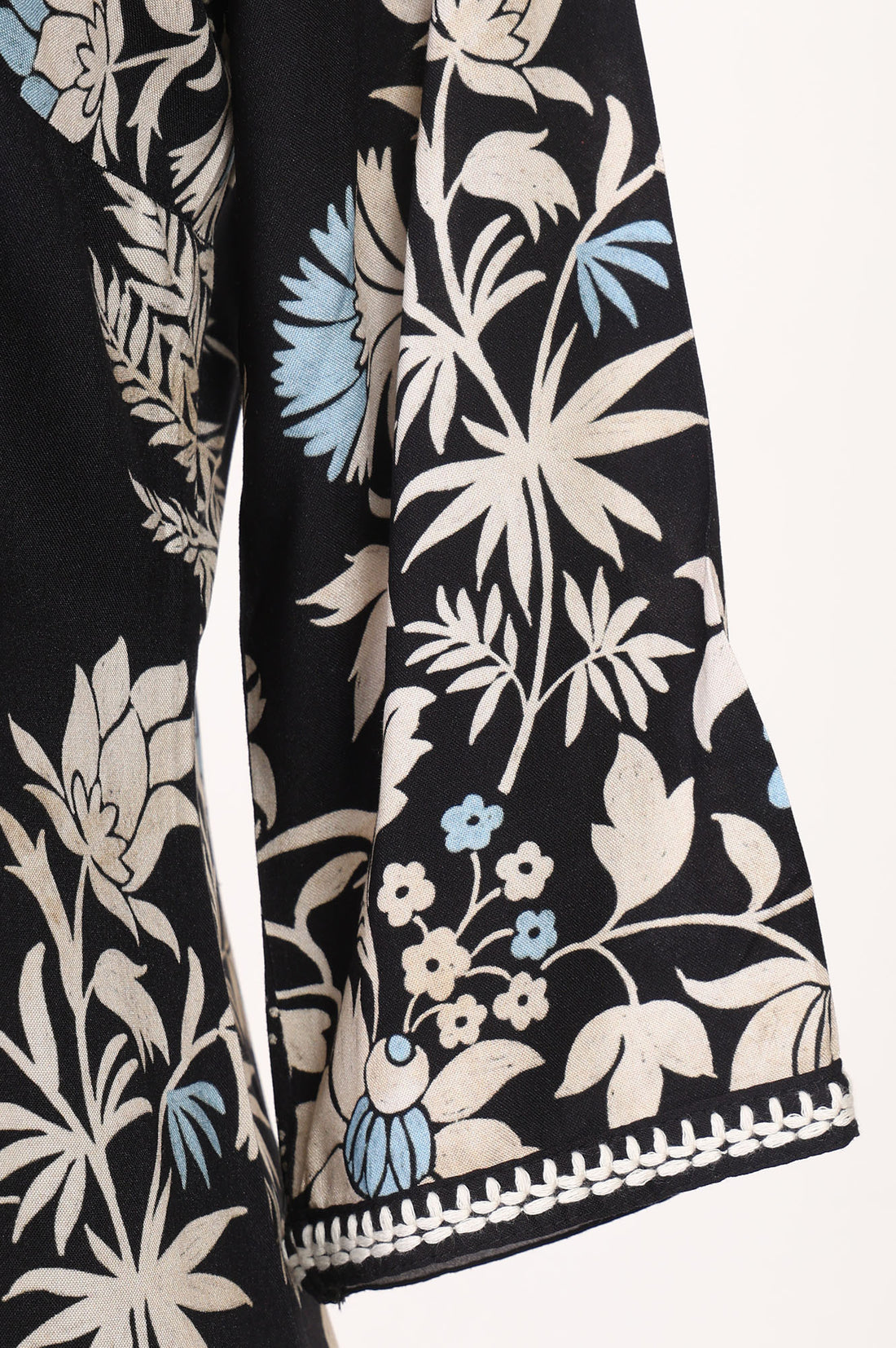 Black Floral Printed Rayon Straight Kurta