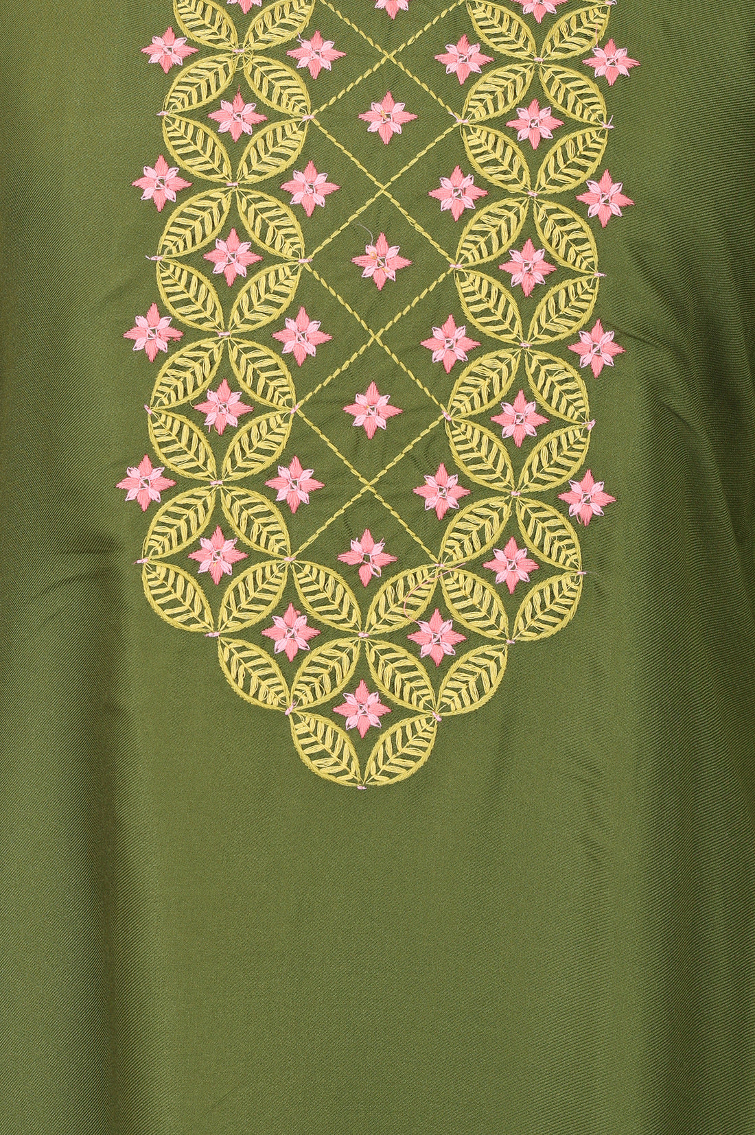 Olive Embroidered Straight Kurta