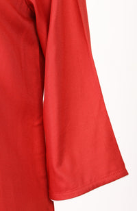 Red Embroidered Straight Kurta