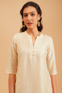 Off White Jacquard Straight Kurta