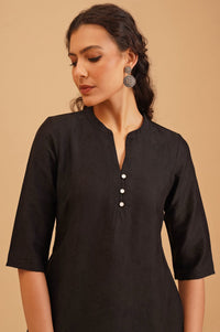Black Jacquard Straight Kurta