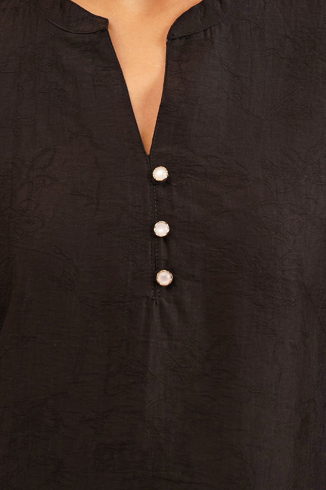 Black Jacquard Straight Kurta