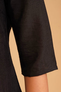 Black Jacquard Straight Kurta