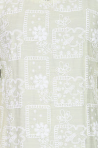 Light Green Geometric Printed Rayon Straight Kurta