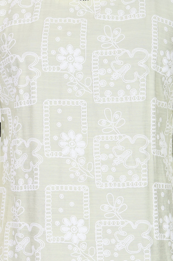 Light Green Geometric Printed Rayon Straight Kurta