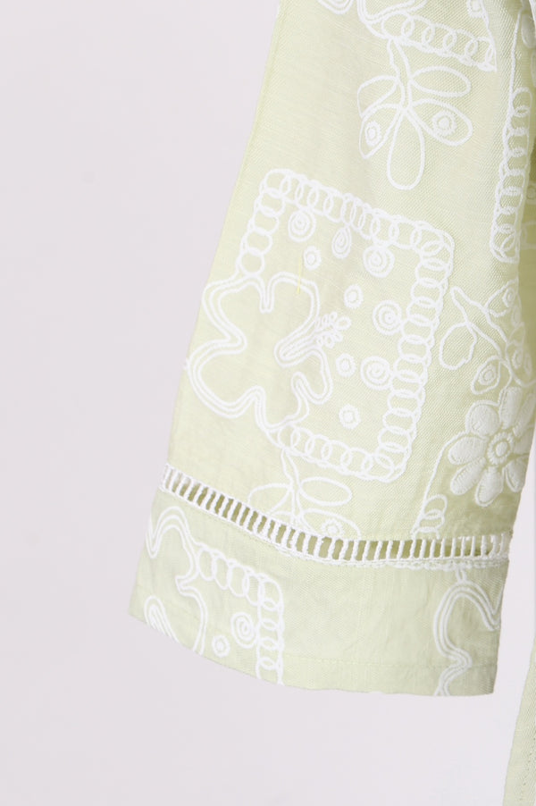 Light Green Geometric Printed Rayon Straight Kurta