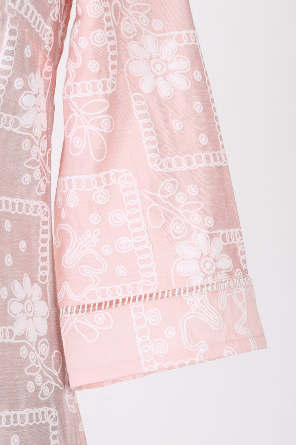 Pink Geometric Printed Rayon Straight Kurta