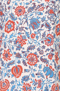 Off White Floral Printed Rayon Straight Kurta