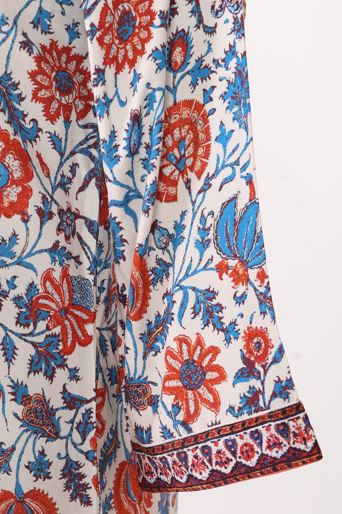 Off White Floral Printed Rayon Straight Kurta