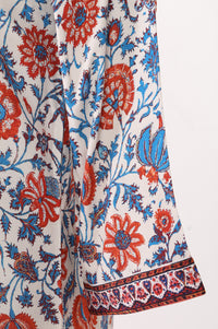 Off White Floral Printed Rayon Straight Kurta