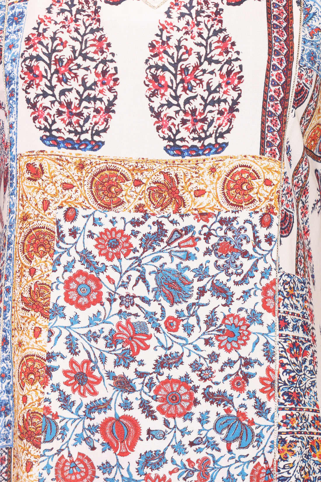 Off White Ethnic Motifs Rayon A-line Kurta