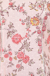 Pink Floral Printed Pure Cotton A-line Kurta