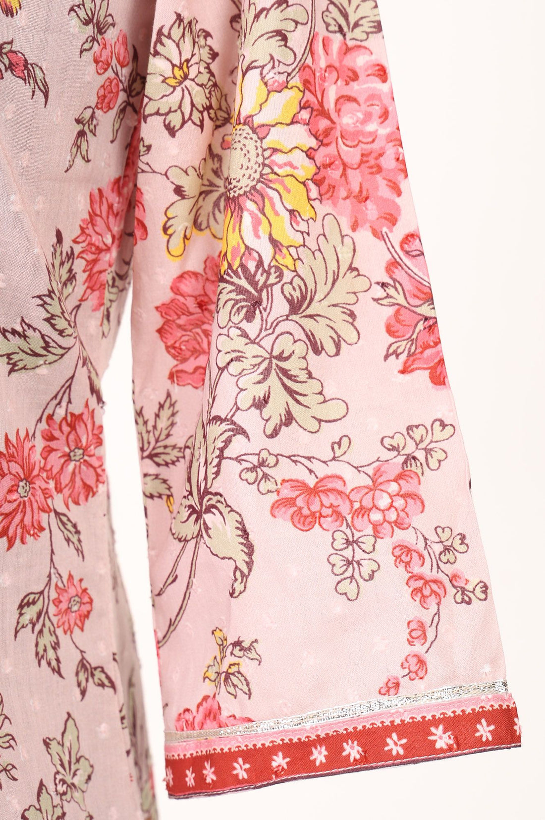 Pink Floral Printed Pure Cotton A-line Kurta
