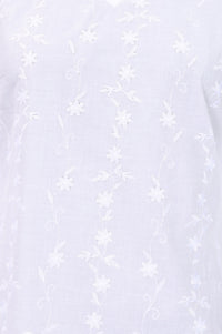 White Embroidered Pure Cotton Straight Kurti