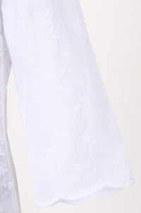 White Embroidered Pure Cotton Straight Kurti
