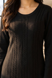 Black Yarn Dyed Textured Acrylic Straight Winter Kurta