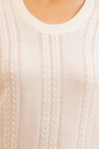 Off White Textured Acrylic Straight Winter Kurta
