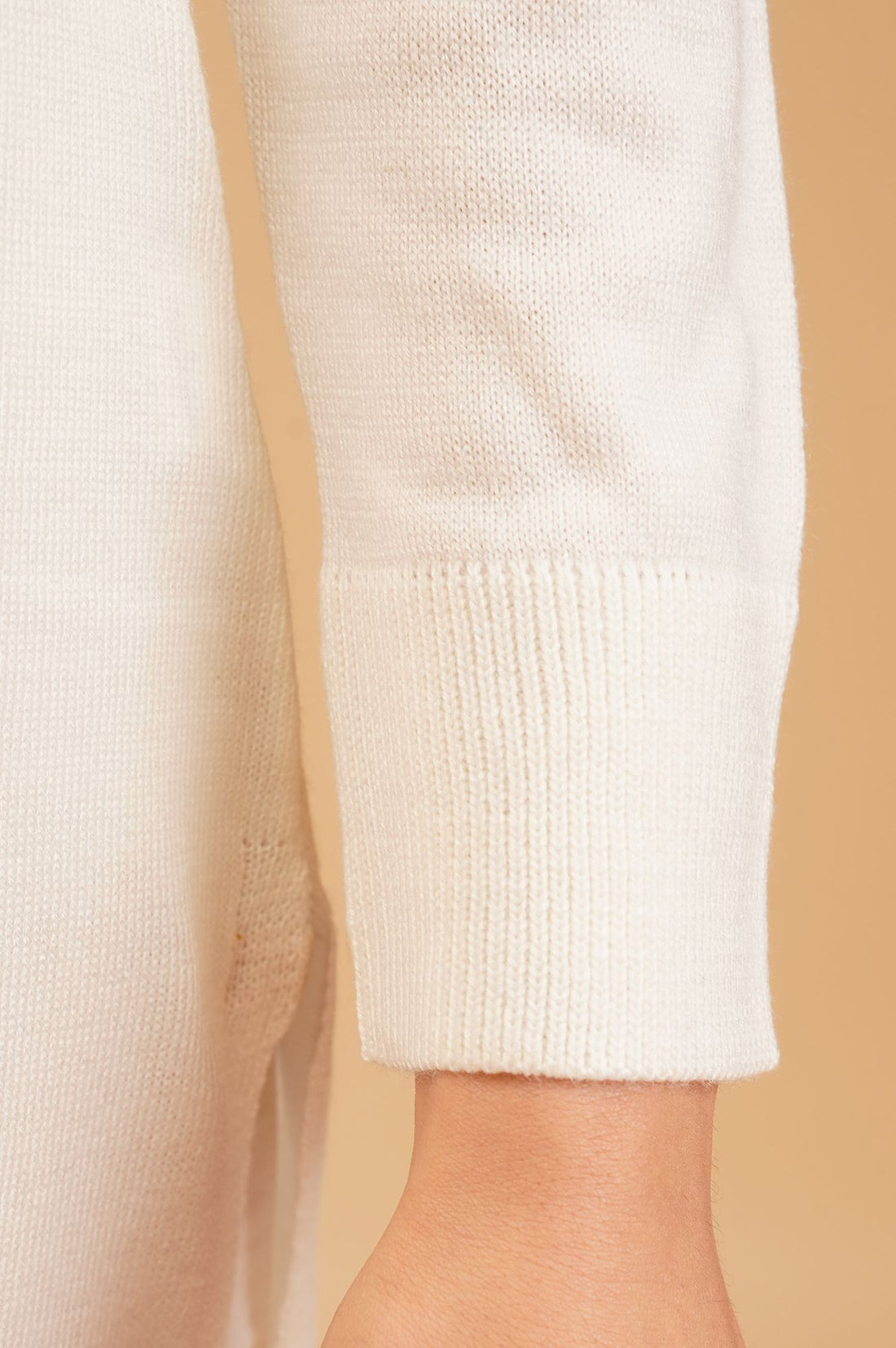 Off White Textured Acrylic Straight Winter Kurta