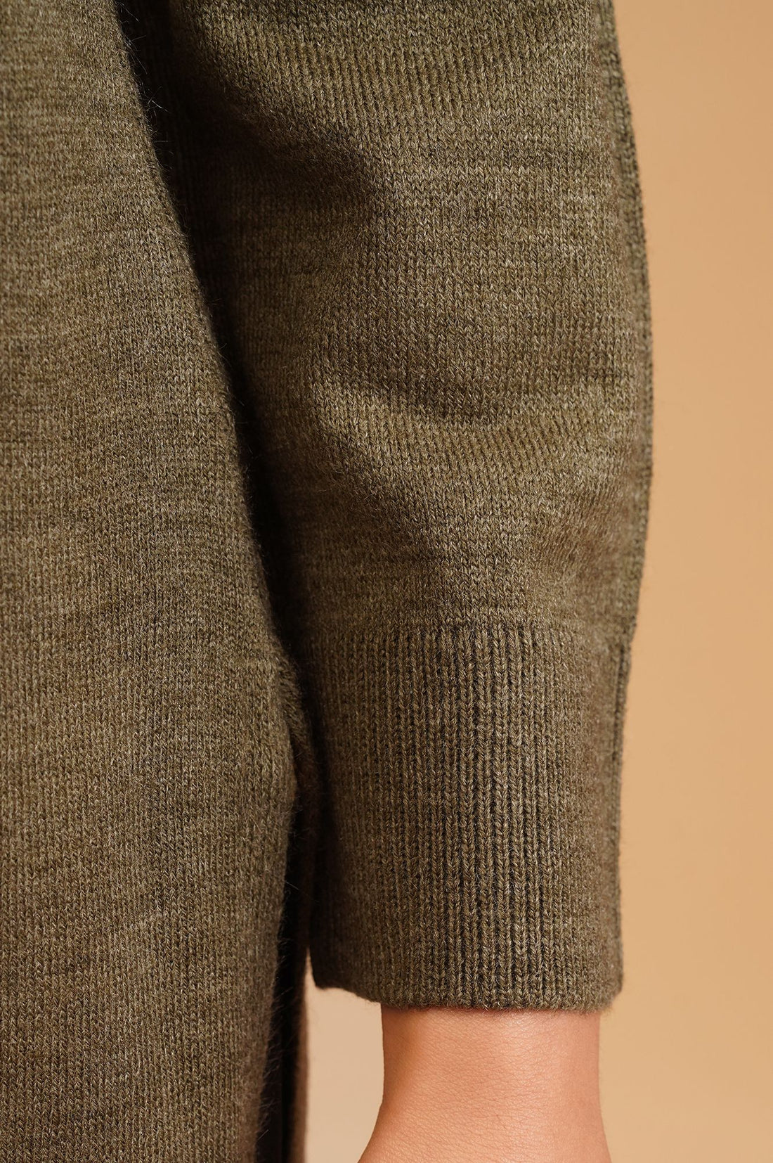 Olive Textured Acrylic Straight Winter Kurta