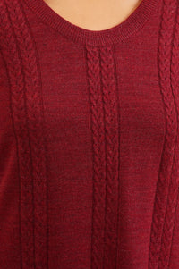 Maroon Textured Acrylic Straight Winter Kurta