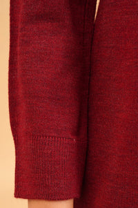 Maroon Textured Acrylic Straight Winter Kurta