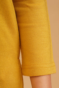 Yellow Embroidered Acrylic Straight Winter Kurta
