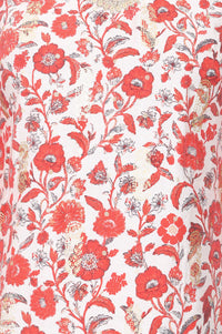 Off White Floral Printed Sequins Cotton Silk Straight Kurta