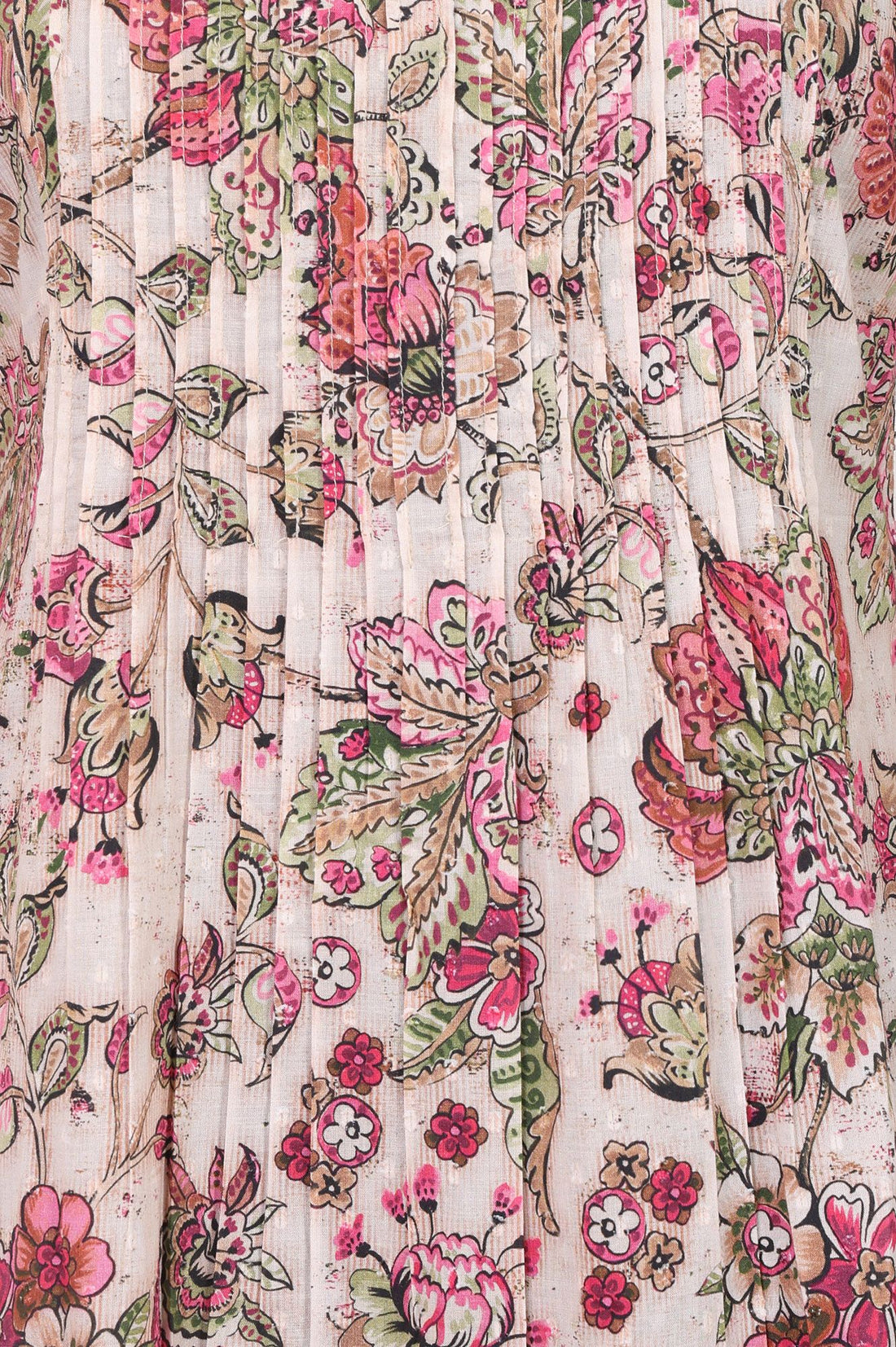 Pink Floral Printed Cotton Lurex Straight Kurta