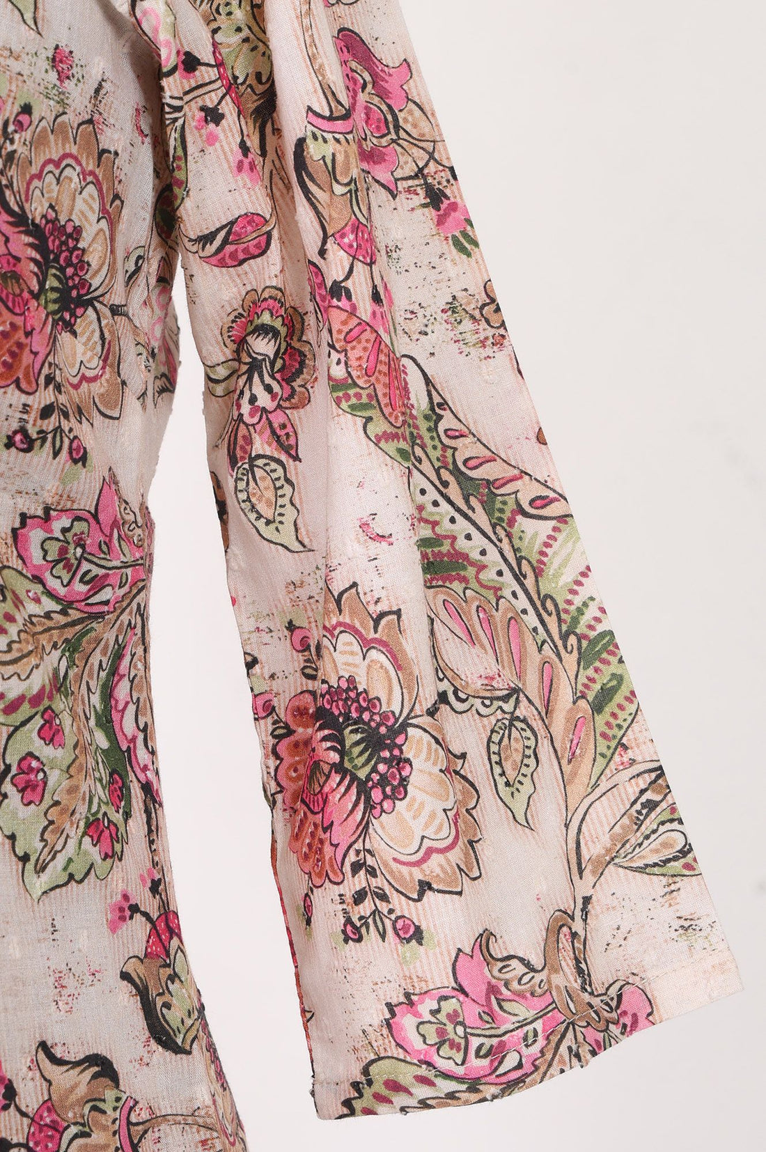 Pink Floral Printed Cotton Lurex Straight Kurta