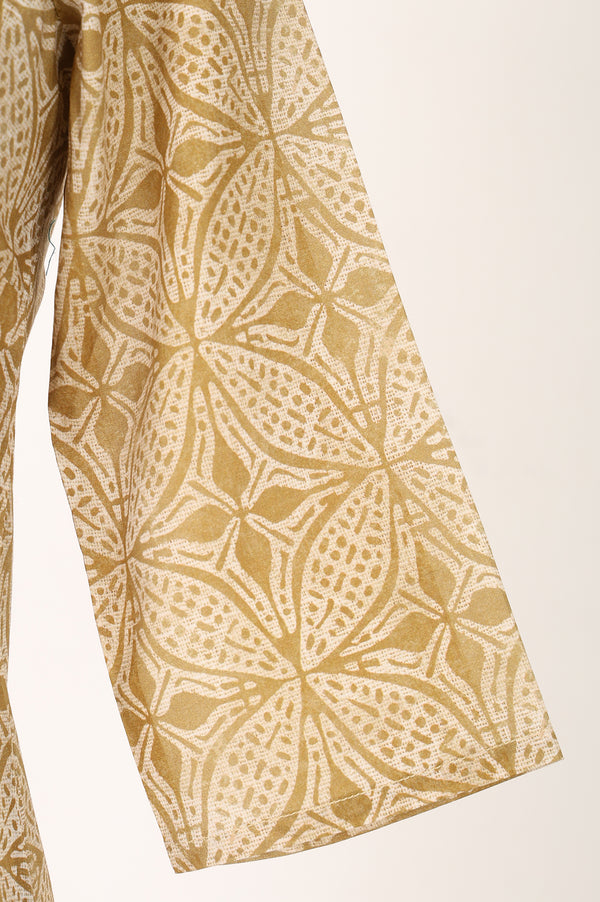 Mustard Geometric Printed Pure Cotton Straight Kurta