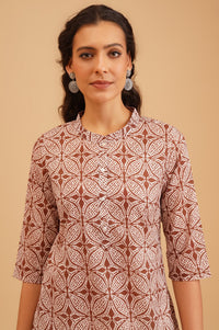 Brown Ethnic Motifs Pure Cotton Straight Kurta
