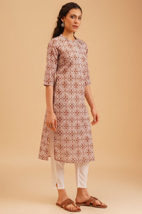 Brown Ethnic Motifs Pure Cotton Straight Kurta